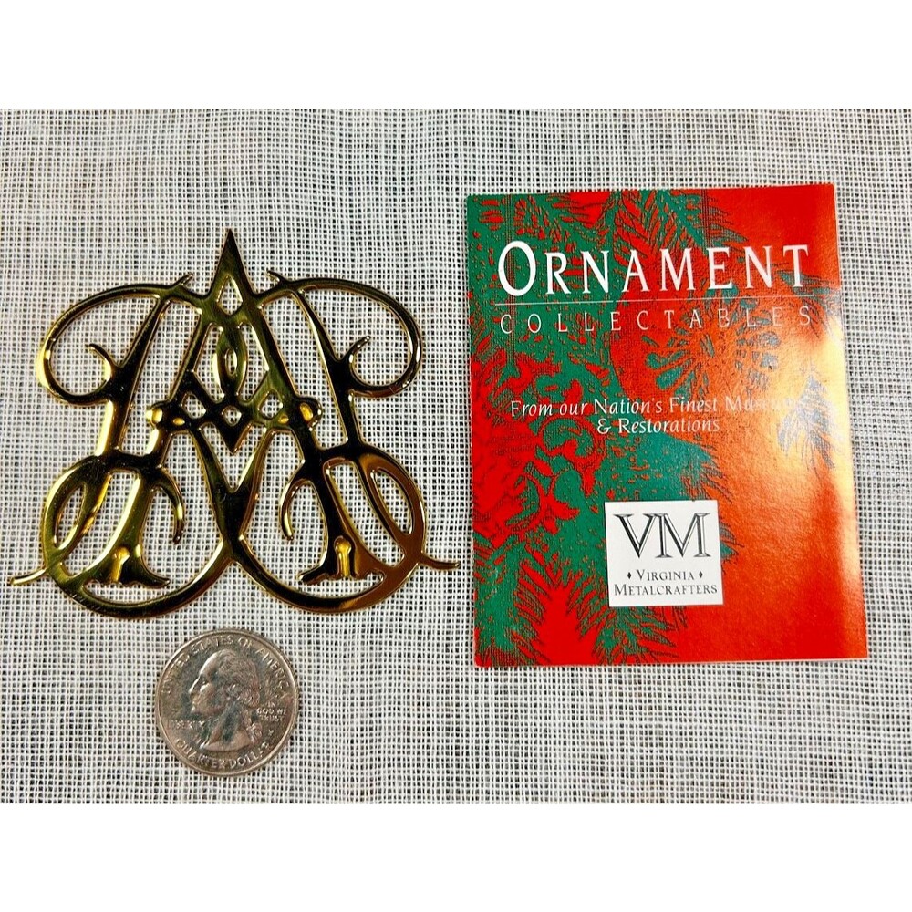 Virginia Metalcrafters Queen Anne Cipher Brass Christmas Ornament 1988 Retired